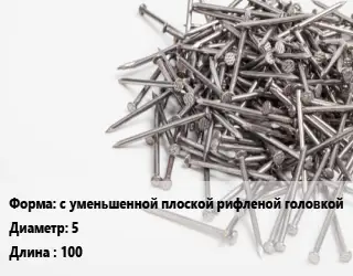 Гвоздь с уменьшенной плоской рифленой головкой 5х100 белый цинк